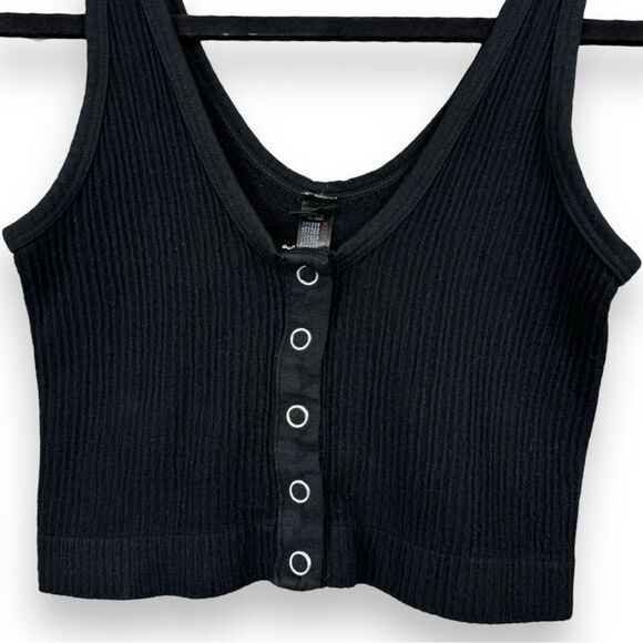 UO Out From Under Drew Seamless Snap-Front Bra Top XS/S  Small Black Ribbed Knit - Picture 4 of 12